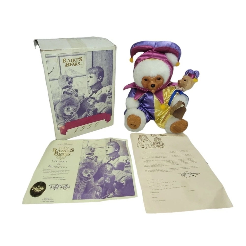 Robert Raikes The Jester Bear Royal Court Collection 1990 w/Box COA  Read Below